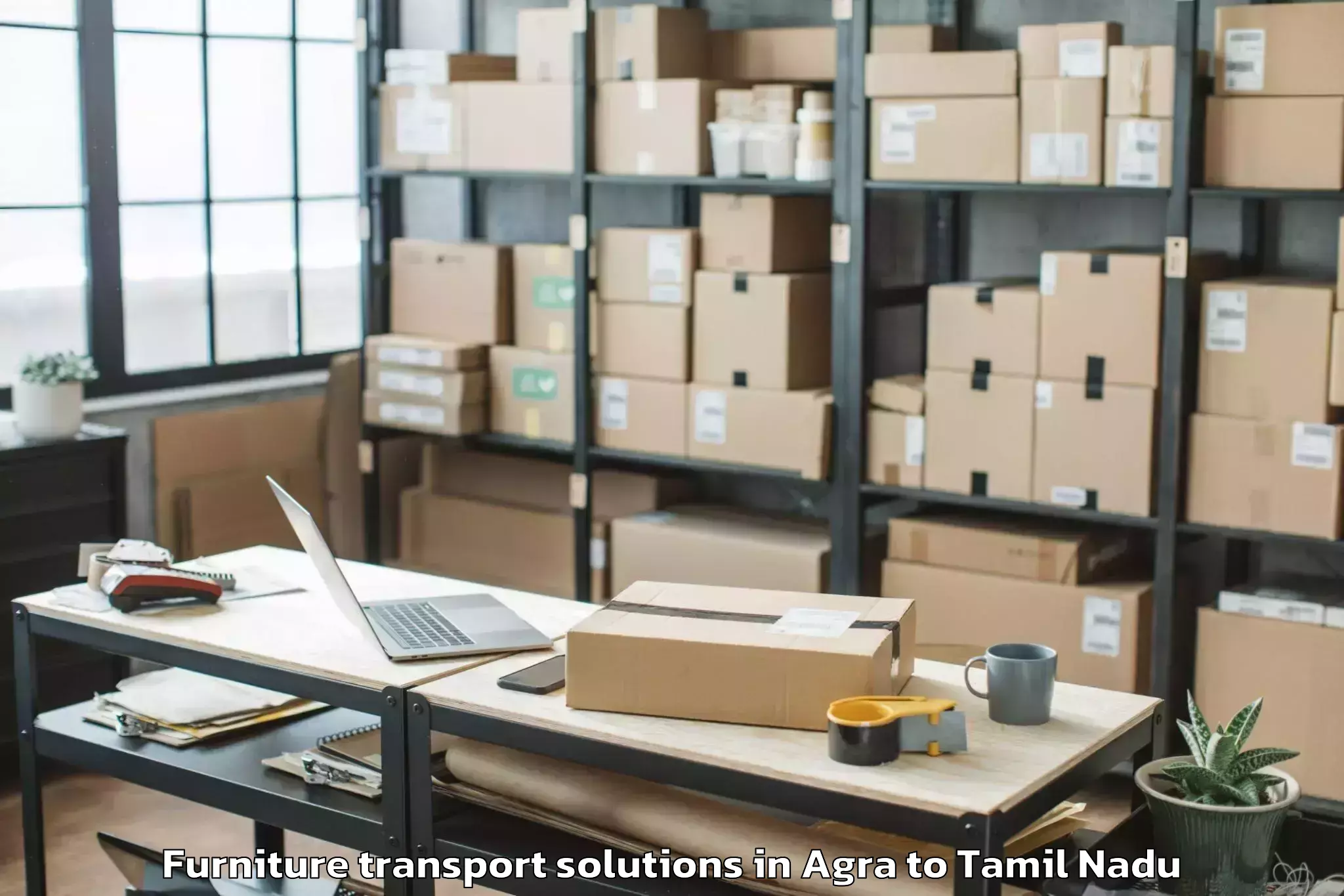 Professional Agra to Chennai Marina Mall Furniture Transport Solutions